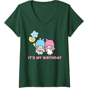 image:imageWomens Little Twin Stars Its My Birthday VNeck TShirtDark Green