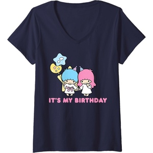 image:imageWomens Little Twin Stars Its My Birthday VNeck TShirtNavy Blue