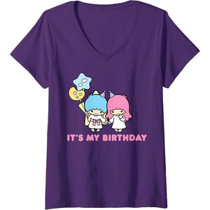image:imageWomens Little Twin Stars Its My Birthday VNeck TShirtPurple