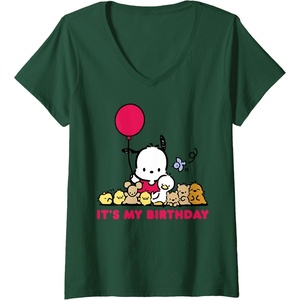image:imageWomens Pochacco Its My Birthday VNeck TShirtDark Green