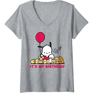 image:imageWomens Pochacco Its My Birthday VNeck TShirtHeather Grey