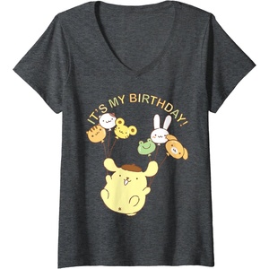 image:imageWomens Pompompurin Its My Birthday VNeck TShirtDark Heather Grey