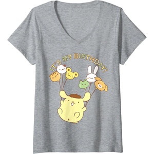 image:imageWomens Pompompurin Its My Birthday VNeck TShirtHeather Grey
