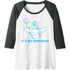 image:imageCinnamoroll Its my Birthday Raglan Baseball TeeDark Heather GreyWhite