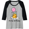 image:imageGudetama the Lazy Egg Its My Birthday Raglan Baseball TeeBlackAthletic Heather