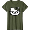 image:imageHello Kitty Black and White Nerd Glasses Short Sleeve TShirtOlive Green