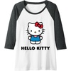 image:imageHello Kitty Character Front and Back Raglan Baseball TeeDark Heather GreyWhite