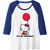 image:imageHello Kitty Its My Birthday Raglan Baseball TeeRoyal BlueWhite