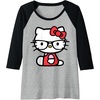 image:imageHello Kitty Nerd Glasses Raglan Baseball TeeBlackAthletic Heather