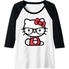 image:imageHello Kitty Nerd Glasses Raglan Baseball TeeBlackWhite