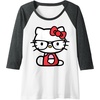 image:imageHello Kitty Nerd Glasses Raglan Baseball TeeDark Heather GreyWhite