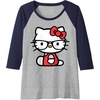 image:imageHello Kitty Nerd Glasses Raglan Baseball TeeNavy BlueAthletic Heather