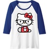 image:imageHello Kitty Nerd Glasses Raglan Baseball TeeRoyal BlueWhite