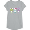 image:imageHello Sanrio Keroppi Hello Kitty BadtzMaru Ice Cream Cone TShirtHeather Grey
