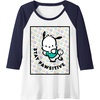 image:imagePochacco Stay Pawsitive Positive Good Energy Fun Vibes Raglan Baseball TeeNavy BlueWhite