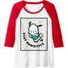 image:imagePochacco Stay Pawsitive Positive Good Energy Fun Vibes Raglan Baseball TeeRedWhite