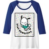 image:imagePochacco Stay Pawsitive Positive Good Energy Fun Vibes Raglan Baseball TeeRoyal BlueWhite