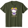 image:imageSANRIO Hello Kitty Zodiac Aries TShirt  UnisexAdults Black Small Short SleeveOlive Green