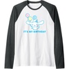 image:imageCinnamoroll Its my Birthday Raglan Baseball TeeDark Heather GreyWhite