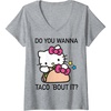image:imageWomens Hello Kitty Taco Bout It VNeck TShirt SmallHeather Grey