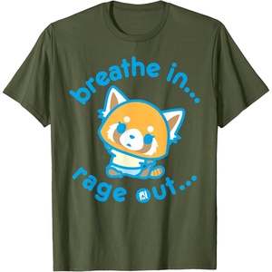image:imageAggretsuko Yoga Breathe In Rage Out TShirtOlive Green