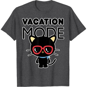 image:imageChococat Vacation Mode Sunglasses TShirtDark Heather Grey