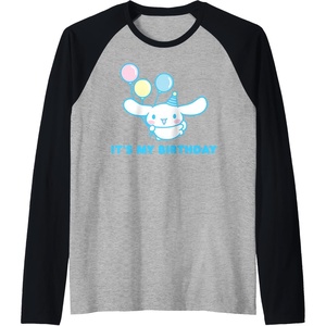 image:imageCinnamoroll Its my Birthday Raglan Baseball TeeBlackAthletic Heather