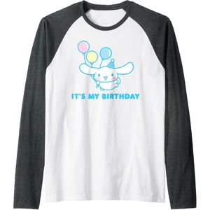 image:imageCinnamoroll Its my Birthday Raglan Baseball TeeDark Heather GreyWhite