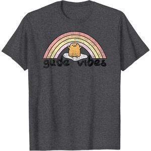 image:imageGudetama Gude Vibes Good Vibes Rainbow TShirt SmallDark Heather Grey