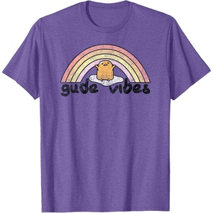 image:imageGudetama Gude Vibes Good Vibes Rainbow TShirt SmallPurple Heather