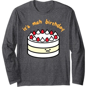 image:imageGudetama the Lazy Egg Its Meh Birthday Cake Long Sleeve TShirtDark Heather Grey