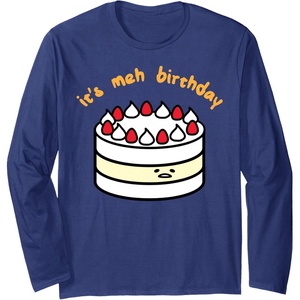 image:imageGudetama the Lazy Egg Its Meh Birthday Cake Long Sleeve TShirtNavy Blue