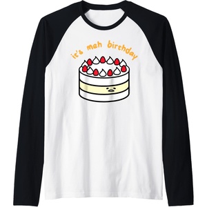 image:imageGudetama the Lazy Egg Its Meh Birthday Cake Raglan Baseball TeeBlackWhite