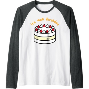 image:imageGudetama the Lazy Egg Its Meh Birthday Cake Raglan Baseball TeeDark Heather GreyWhite