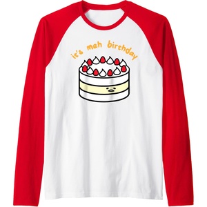 image:imageGudetama the Lazy Egg Its Meh Birthday Cake Raglan Baseball TeeRedWhite