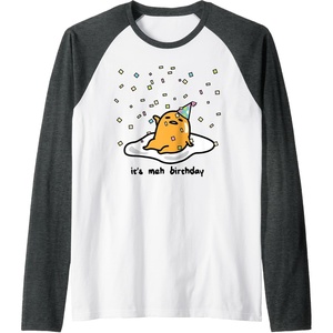 image:imageGudetama the Lazy Egg Its Meh my Birthday Confetti Party Raglan Baseball TeeDark Heather GreyWhite