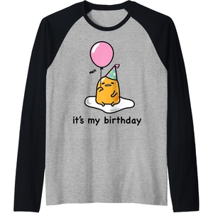 image:imageGudetama the Lazy Egg Its My Birthday Raglan Baseball TeeBlackAthletic Heather