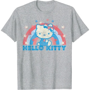 image:imageHello Kitty America USA Rainbow TShirtHeather Grey