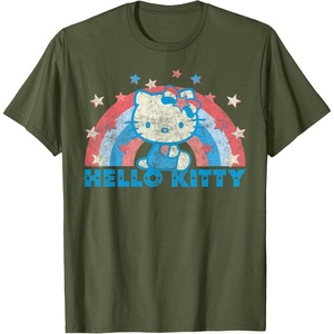 image:imageHello Kitty America USA Rainbow TShirtOlive Green