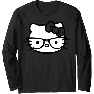 image:imageHello Kitty Black and White Nerd Glasses Long Sleeve TShirtBlack