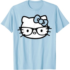 image:imageHello Kitty Black and White Nerd Glasses Short Sleeve TShirtBaby Blue