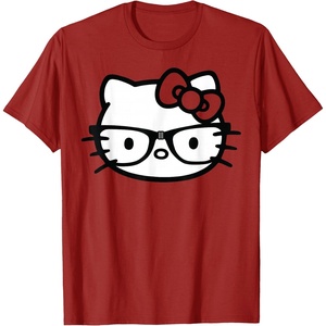 image:imageHello Kitty Black and White Nerd Glasses Short Sleeve TShirtCranberry Red