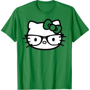 image:imageHello Kitty Black and White Nerd Glasses Short Sleeve TShirtKelly Green