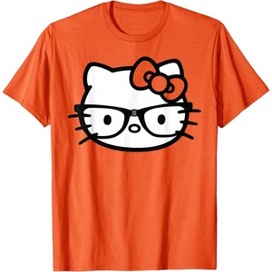 image:imageHello Kitty Black and White Nerd Glasses Short Sleeve TShirtOrange