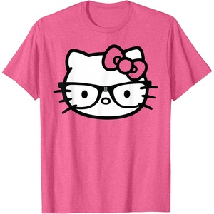 image:imageHello Kitty Black and White Nerd Glasses Short Sleeve TShirtPink Heather