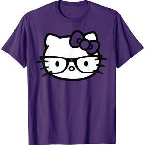 image:imageHello Kitty Black and White Nerd Glasses Short Sleeve TShirtPurple