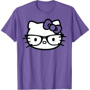 image:imageHello Kitty Black and White Nerd Glasses Short Sleeve TShirtPurple Heather