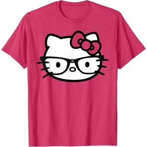 image:imageHello Kitty Black and White Nerd Glasses Short Sleeve TShirtRed Heather