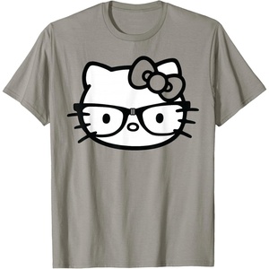 image:imageHello Kitty Black and White Nerd Glasses Short Sleeve TShirtSlate Grey