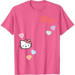 image:imageHello Kitty Candy Hearts Valentine Tee Shirt TShirtPink Heather